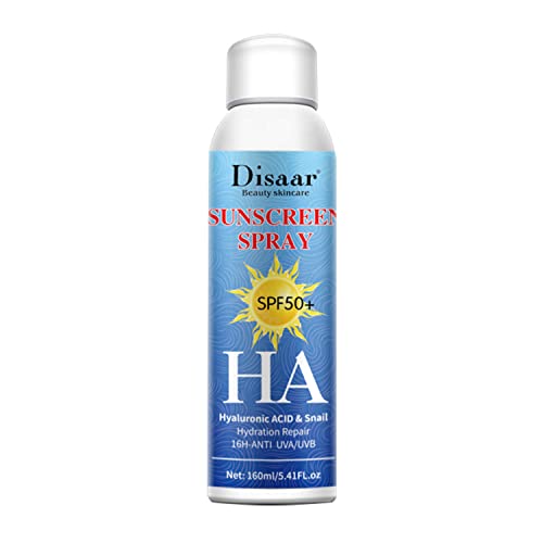 DISAAR BEAUTY Sunscreen Spray SPF50+ HA Hyaluronic Acid Snail Hydration Repair UVA/UVB 160ml/5.41oz