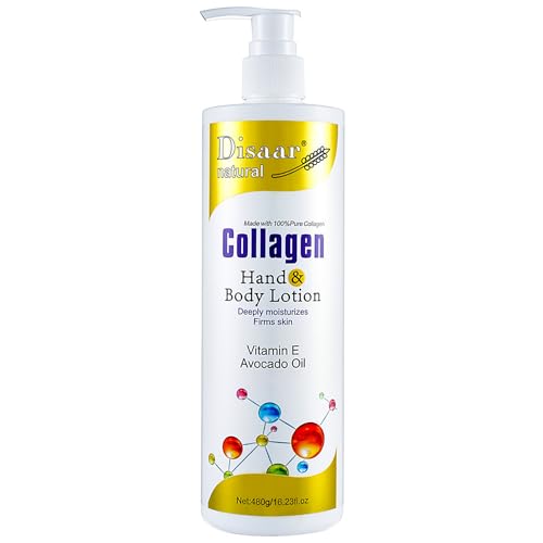 DISAAR Beauty Collagen Hand Body Lotion Vitamin E Avocado Oil Deeply Moisturizes Firms Smooth Skin 480g / 16.23fl.oz