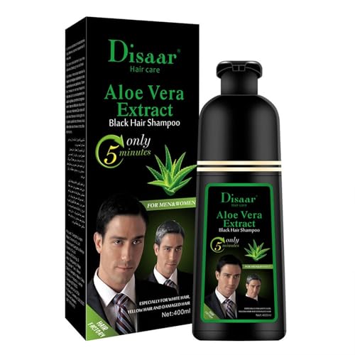 DISAAR BEAUTY Dye Black Hair Shampoo 5 Minutes Only Dying White Grey Yellow Damaged Hair Lasts Up To 4 Weeks Hair Care 400ml / 13.52fl.oz
