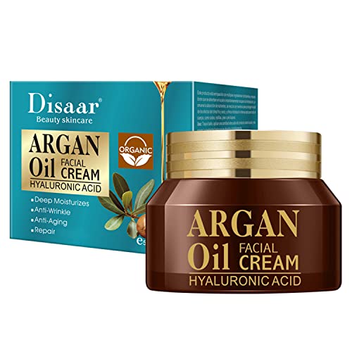 DISAAR BEAUTY Argan Oil Facial Cream Hyaluronic Acid Deep Moisturizing Anti-Wrinkle Anti-Aging Repair Skin 50ml/1.76fl.oz
