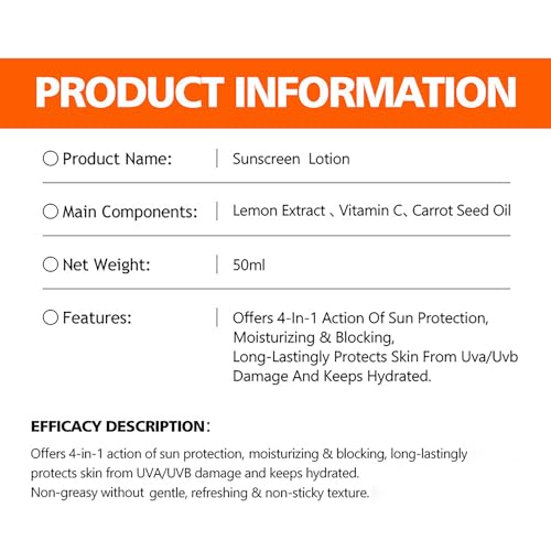DISAAR BEAUTY Lemon Extract Sunscreen Lotion High Advanced Protection SPF 50 PA+++ UVA/UVB Repair Vitamin C Hydrate Skin 50ml / 1.69fl.oz