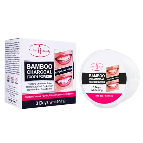 AICHUN BEAUTY Bamboo Charcoal Tooth Powder 3 Days Whitening Fresh Breath Mint Extract Removes Stains 50g/1.69fl.oz