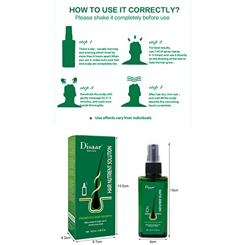 DISAAR Beauty Ginger Hair Grown Oil Spray Solution Natural Nourishing Repair Follicle Roots Melon Extract Ginseng Root Extract 120ml / 4.06fl.oz