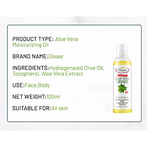 DISAAR BEAUTY Aloe Vera Moisturizing Oil Anti-Acne Remove Mites Repair After Sun Exposure 100ml/3.03fl.oz