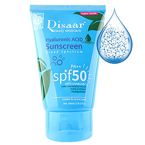 DISAAR BEAUTY Hyaluronic Acid Sunscreen SPF50 PA++ Anti UVA/UVB Water Resistant 16 hours Highly Protection 100ml/3.38fl.oz