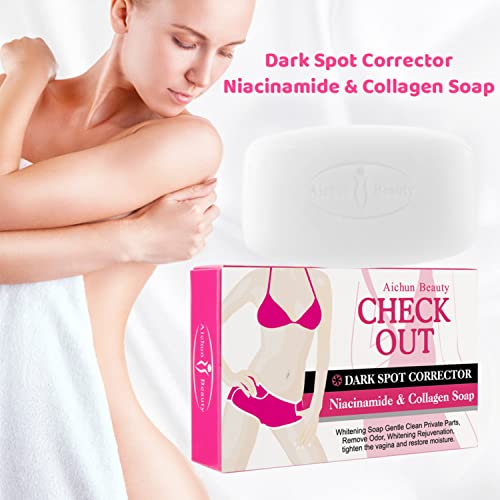 AICHUN BEAUTY Imported Product Face Body External Uses Niacinamide Collagen Soap Clean Private Parts Remove Odor Dullness Restore Moisture Underarm Knees Triangle Area 40g/1.41oz