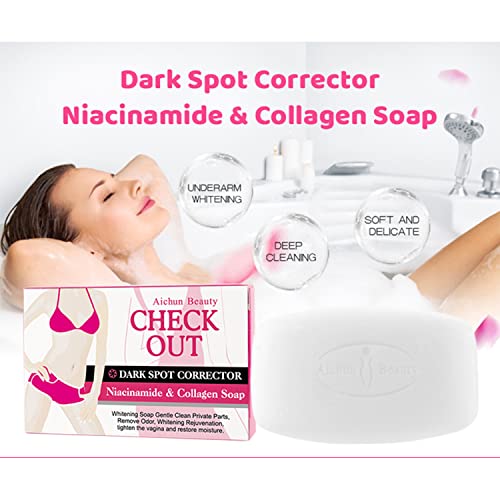 AICHUN BEAUTY Imported Product Face Body External Uses Niacinamide Collagen Soap Clean Private Parts Remove Odor Dullness Restore Moisture Underarm Knees Triangle Area 40g/1.41oz