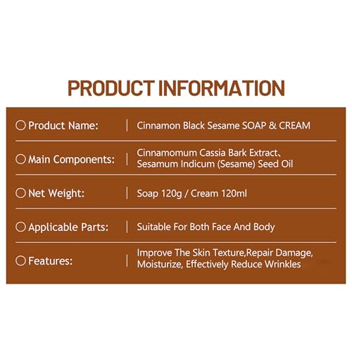 DISAAR Beauty Moisturizing Cream Cinnamon Black Sesame Restore Skin Vitality Smooth Minimize Pores Repair Anti-Wrinkle 120ml / 4.05fl.oz