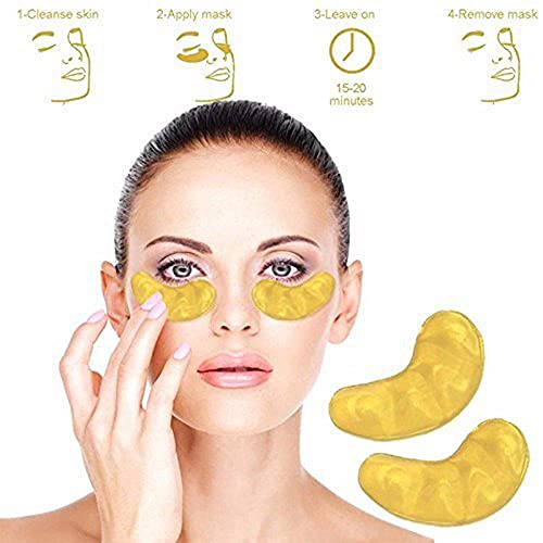 AICHUN BEAUTY 10/20/30/40/100 Pairs Crystal 24K Gold Powder Gel Collagen Eye Mask Patch, Anti Ageing, Remove Bags, Puffiness, Skincare, Anti Wrinkle, Moisturising