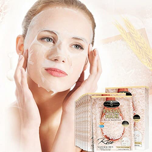 AICHUN BEAUTY Natural Rice Extract Hydrate Facial Mask Moisturizing Anti-Acne Purifying Refine Wrinkles 25ml/0.84fl.oz (10 PACK)