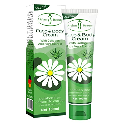 AICHUN BEAUTY Moisturizing Face And Body Cream With Collagen Shea Butter Camomile Aloe Vera Extract Paraben-Free 100ml 3.38Fl.oz