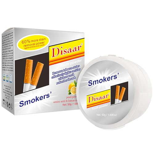 DISAAR BEAUTY Smokers Tooth Powder Remove Tobacco Stains Whitens Teeth Refreshes Breath Amino Acid Lemon Extract 50g / 1.69fl.oz