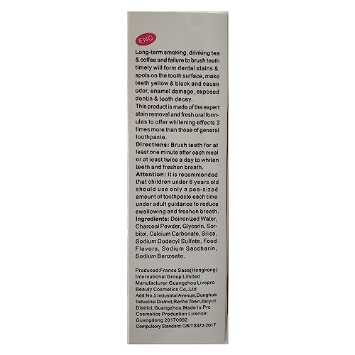 AICHUN BEAUTY Charcoal 3 Day Toothpaste Collagen Removes Stains Removes Yellow Teeth 100ml