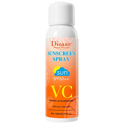 DISAAR BEAUTY Vitamin C Nicotinamide SPF60++ Sunscreen Spray Sun Protection Moisturizing Blocking Keeps Skin Hydrated 24H - Anti UVA / UVB 160ml / 5.41fl.oz