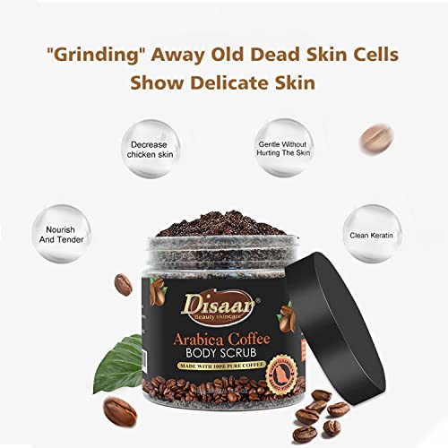 DISAAR BEAUTY Arabica Coffee Body Scrub Remove Dirt Aging Cuticles Reduce Cellulite Refine Pores Nourish Moisturize Skin 200ml/6.76fl.oz