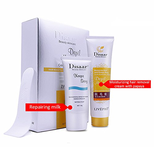 DISAAR BEAUTY Depilatory Hair Removal Cream + Repairing Milk Essence Emulsion Moisturizing Skin 100g+50g Set