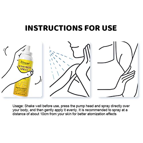 DISAAR BEAUTY Sunscreen Spray SPF50+ Aloe Vera & Vitamin E Moisturizing Anti-Aging 16H - Anti UVA/UVB Skin Protection 160ml / 5.41fl.oz