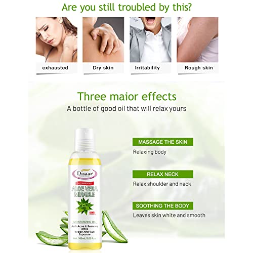 DISAAR BEAUTY Aloe Vera Moisturizing Oil Anti-Acne Remove Mites Repair After Sun Exposure 100ml/3.03fl.oz