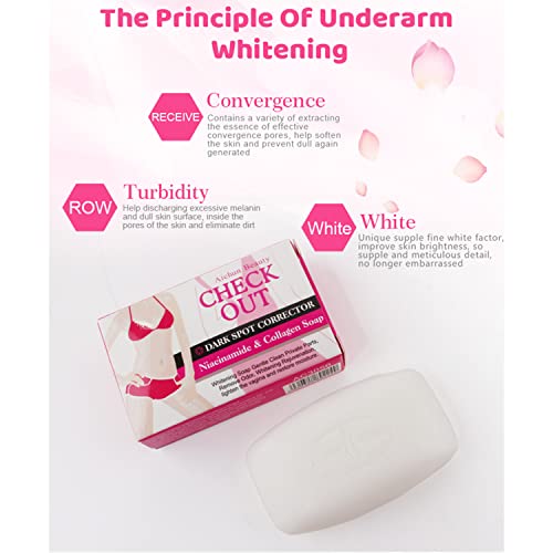 AICHUN BEAUTY Imported Product Face Body External Uses Niacinamide Collagen Soap Clean Private Parts Remove Odor Dullness Restore Moisture Underarm Knees Triangle Area 40g/1.41oz