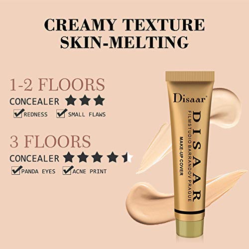 DISAAR BEAUTY Foundation Make-Up Cover Creamy Concealer Waterproof SPF30 Hypoallergenic Whitening 30g