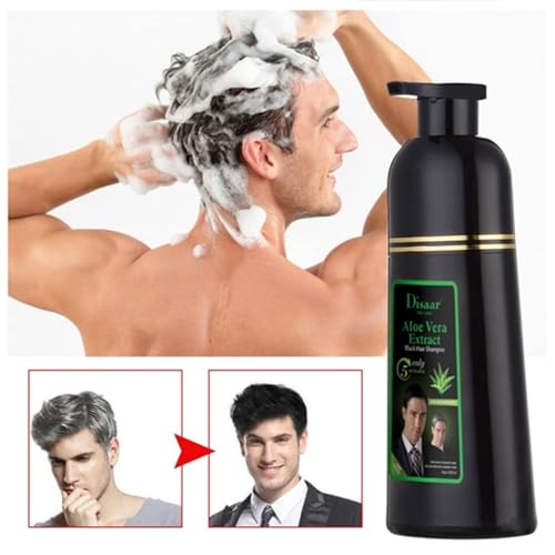 DISAAR BEAUTY Dye Black Hair Shampoo 5 Minutes Only Dying White Grey Yellow Damaged Hair Lasts Up To 4 Weeks Hair Care 400ml / 13.52fl.oz