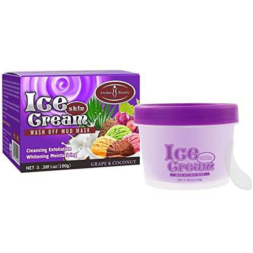 AICHUN BEAUTY Ice Cream Facial Wash Off Mud Mask Oil-Control Deep Cleaning Moisturizing Exfoliation Blackhead Skin Care 100g 3.38FL. OZ