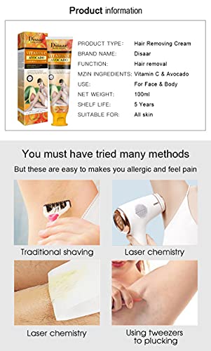 DISAAR BEAUTY Vitamin C Avocado Face Body 3-minutes Quick Hair Removal Cream Depilating Moisturizing Skin 100ml