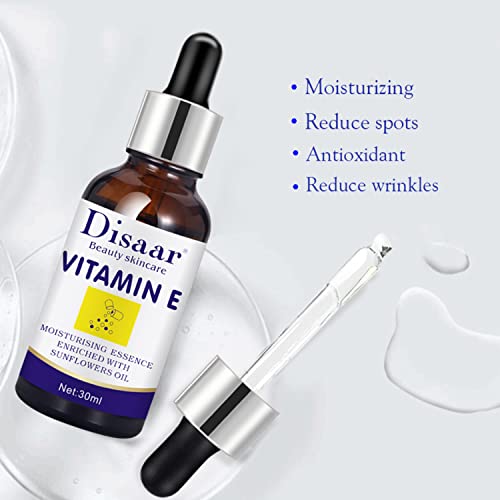 DISAAR BEAUTY Vitamin E Face Serum Moisturizing Essence Sunflowers Oil Anti-Wrinkles Repair Skin Replenish 30ml/1.01fl.oz