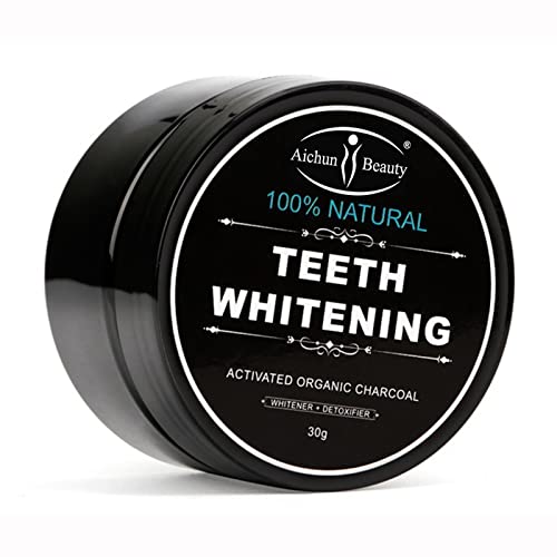 AICHUN BEAUTY Teeth Powder Organic Activated Charcoal Natural Food Grade Freshen Breath Safe On Sensitive Tooth Gum Gently Brush 30G