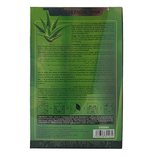 DISAAR Beauty Aloe Vera Facial Mask Soothing Essence Moisturizing Face Repair Oil Control Anti-Acne Purifying 25ml/0.88fl.oz (10 Pack)