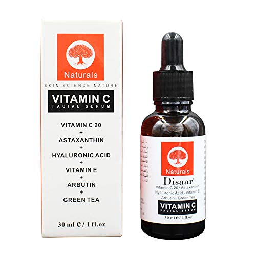 DISAAR BEAUTY Vitamin C Face Facial Serum Astaxanthin Hyaluronic Acid Arbutin Green Tea Skin Science Nature Hydrating Firming 30ml