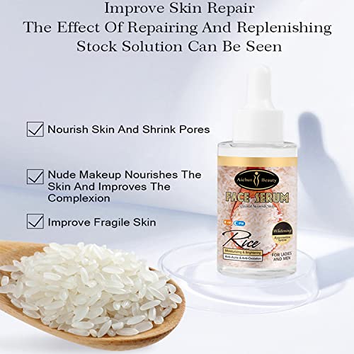 AICHUN BEAUTY Face Serum Natural Rice Extract Hydrate Moisturizing Anti-Acne Anti-Oxidation Refine Wrinkles 40ml/1.35fl.oz