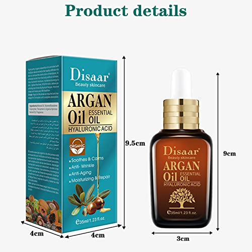 DISAAR Beauty Argan Oil Essential Oil Hyaluronic Acid Soothes Calms Anti-Wrinkle Anti-Aging Moisturizing Repair Skin Care 35ml/1.23fl.oz
