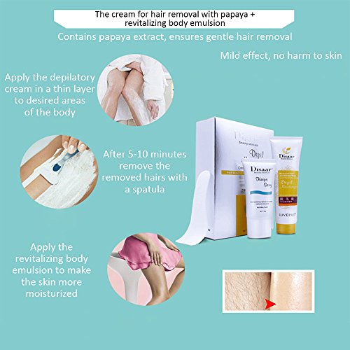 DISAAR BEAUTY Depilatory Hair Removal Cream + Repairing Milk Essence Emulsion Moisturizing Skin 100g+50g Set