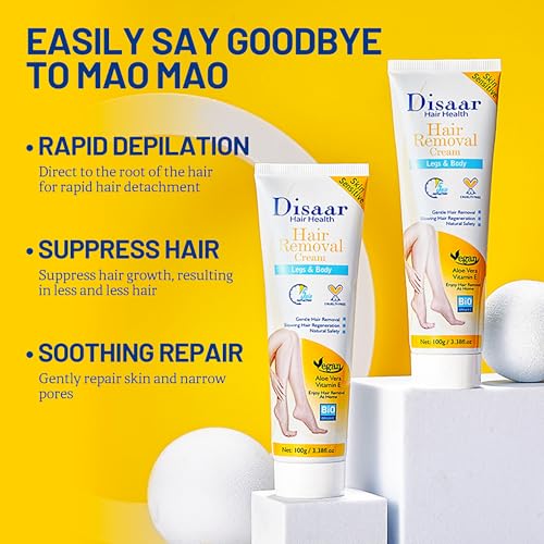 DISAAR BEAUTY Hair Removal Cream Legs Body 5 min Fast-Action Armpits Breasts Arms Bikini Area Vegan All Type Of Skin 100g / 3.38fl.oz