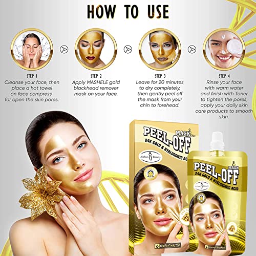 AICHUN BEAUTY Peel-Off Mask 24K Gold Hyaluronic Acid Anti-Wrinkles Anti-Aging Keeps PH Balanced 120ml/4.06FL.OZ