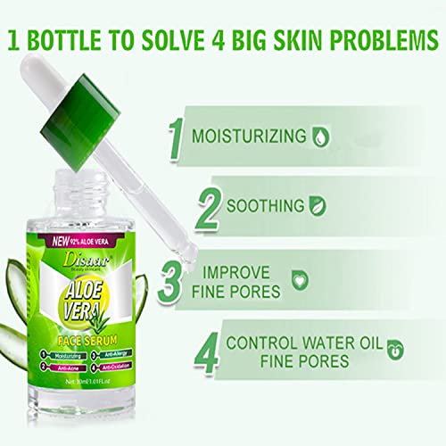 DISAAR BEAUTY Aloe Vera Essence Face Serum Soothing Anti-Acne Anti-Allergy Anti-Oxidation Minimize Pores 30ml/1.01fl.oz
