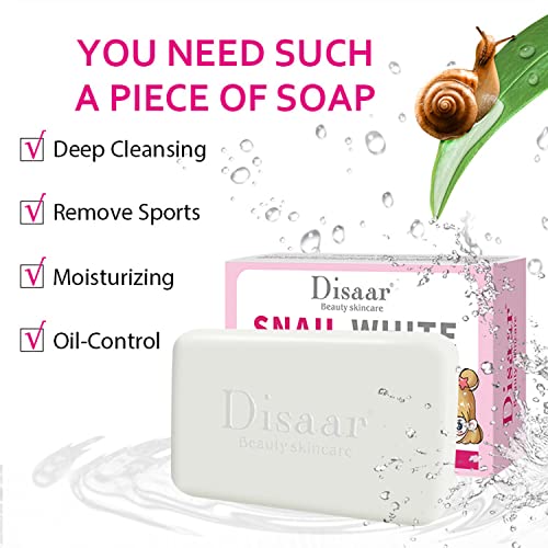 DISAAR Beauty Snail Soap Deep Cleaning Remove Spots Moisturizing Oil-Control Cleanses Pores Repair Skin 100g/3.52fl.oz