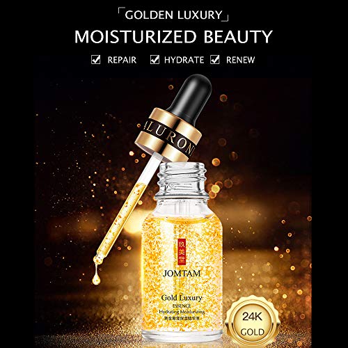 JOMTAM 24K Gold Luxury Essence Hydrating Moisturizing Sodium Hyaluronate Repair Nourishing Elastic Body Lotion Glycerin 15ML