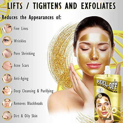 AICHUN BEAUTY Peel-Off Mask 24K Gold Hyaluronic Acid Anti-Wrinkles Anti-Aging Keeps PH Balanced 120ml/4.06FL.OZ