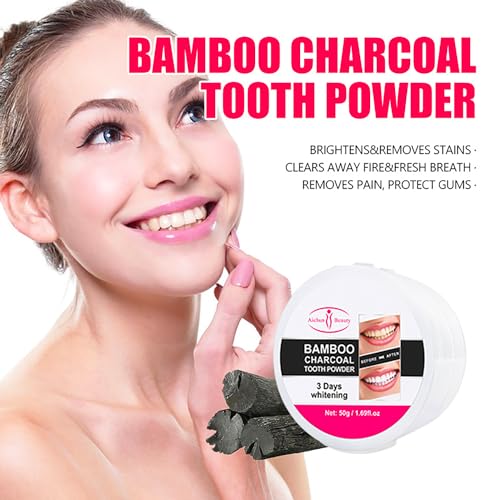 AICHUN BEAUTY Bamboo Charcoal Tooth Powder 3 Days Whitening Fresh Breath Mint Extract Removes Stains 50g/1.69fl.oz