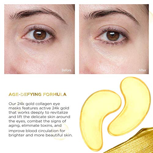 AICHUN BEAUTY 10/20/30/40/100 Pairs Crystal 24K Gold Powder Gel Collagen Eye Mask Patch, Anti Ageing, Remove Bags, Puffiness, Skincare, Anti Wrinkle, Moisturising