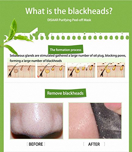 Disaar Blackhead Remover, Bamboo charcoal Black Purifying Peel-Off Face Mask, Deep cleansing for Face Nose 50ml