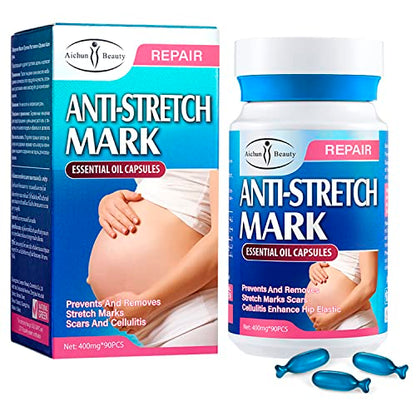 AICHUN BEAUTY Anti-Stretch Mark Essential Oil Capsules Prevents Removes Stretch Marks Scars Cellulitis 400mgx90pcs