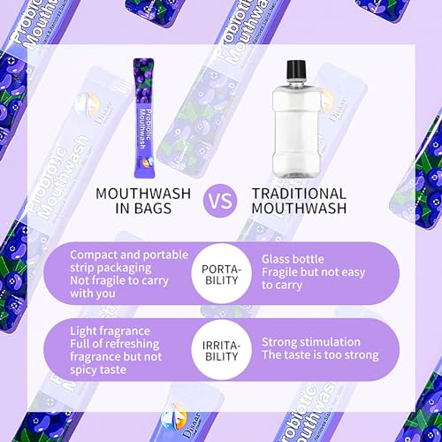 DISAAR BEAUTY Probiotic Mouthwash Removes Tooth Stains Soft Cool Mouth Feeling Protect Clean Deodorant Teeth 0.11fl.oz X 20pcs