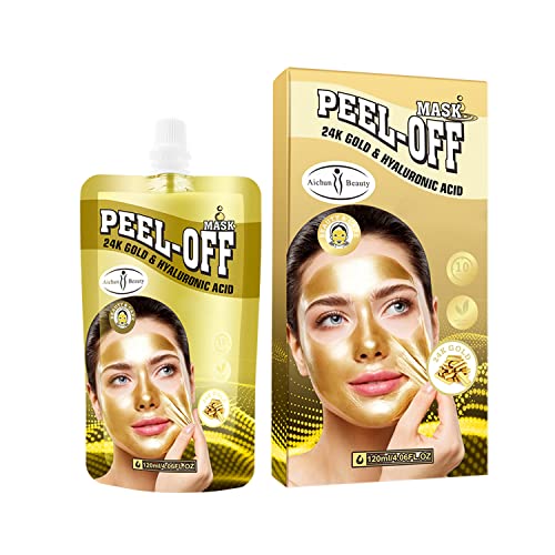 AICHUN BEAUTY Peel-Off Mask 24K Gold Hyaluronic Acid Anti-Wrinkles Anti-Aging Keeps PH Balanced 120ml/4.06FL.OZ