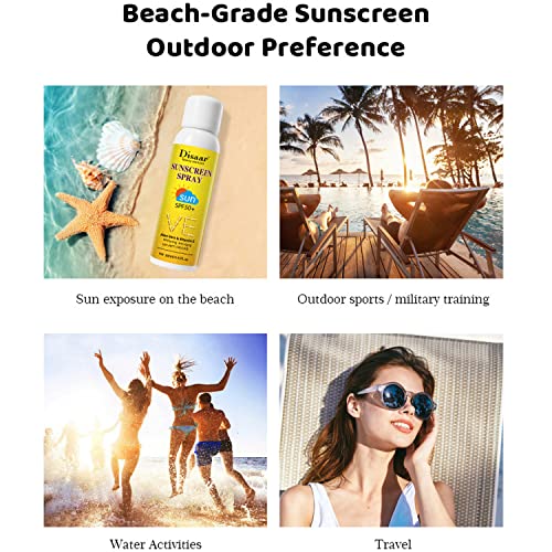 DISAAR BEAUTY Sunscreen Spray SPF50+ Aloe Vera & Vitamin E Moisturizing Anti-Aging 16H - Anti UVA/UVB Skin Protection 160ml / 5.41fl.oz