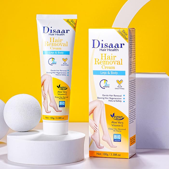 DISAAR BEAUTY Hair Removal Cream Legs Body 5 min Fast-Action Armpits Breasts Arms Bikini Area Vegan All Type Of Skin 100g / 3.38fl.oz