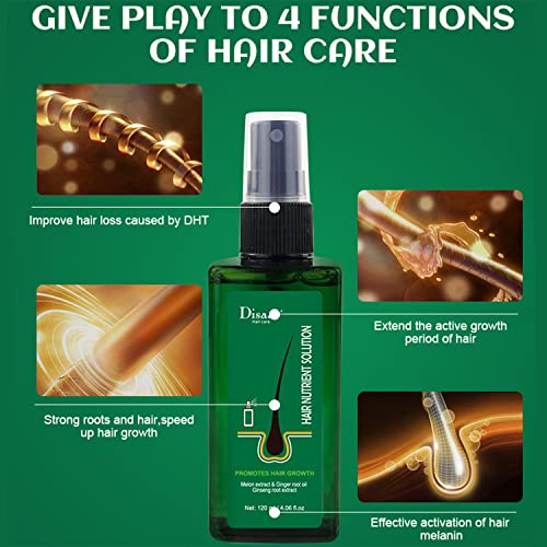 DISAAR Beauty Ginger Hair Grown Oil Spray Solution Natural Nourishing Repair Follicle Roots Melon Extract Ginseng Root Extract 120ml / 4.06fl.oz