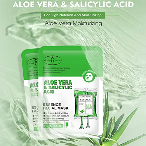 AICHUN BEAUTY Essence Facial Mask Tencel Material Anti-acne Anti-wrinkles Repair After Sun Moisturizing Deep Cleaning Contractive Pore 25ml/0.88fl.oz X 10pcs
